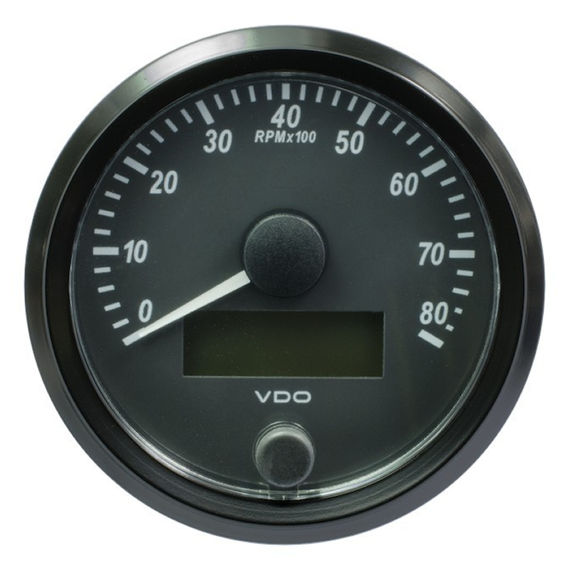 VDO SingleViu Tachometer 8.000 RPM Black 80mm gauge